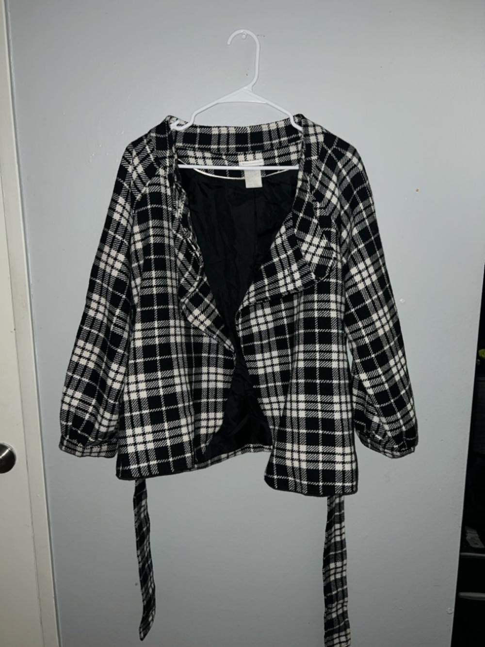 Worthington Black and White Plaid Peacoat